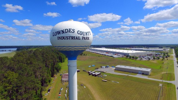 water tower at industrial site